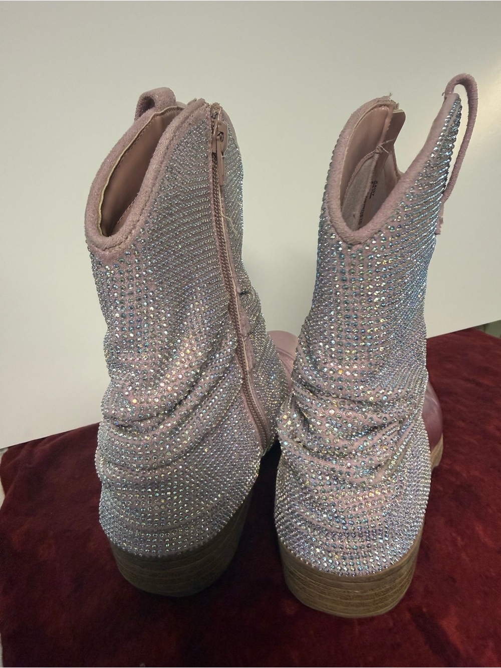 Steve Madden Jlassy Girls Size 4 Pink Rhinestone Western Cowboy Boots Sparkle - Picture 4 of 10